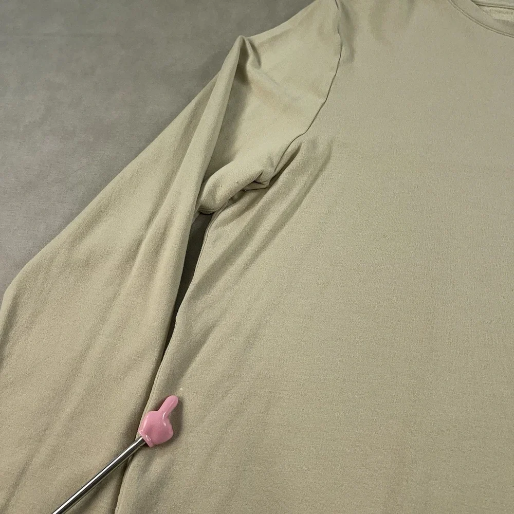 Lululemon Shirt Womens 14 Beige Long Sleeve Curved Hem Relaxed Fit Flowy Stretch